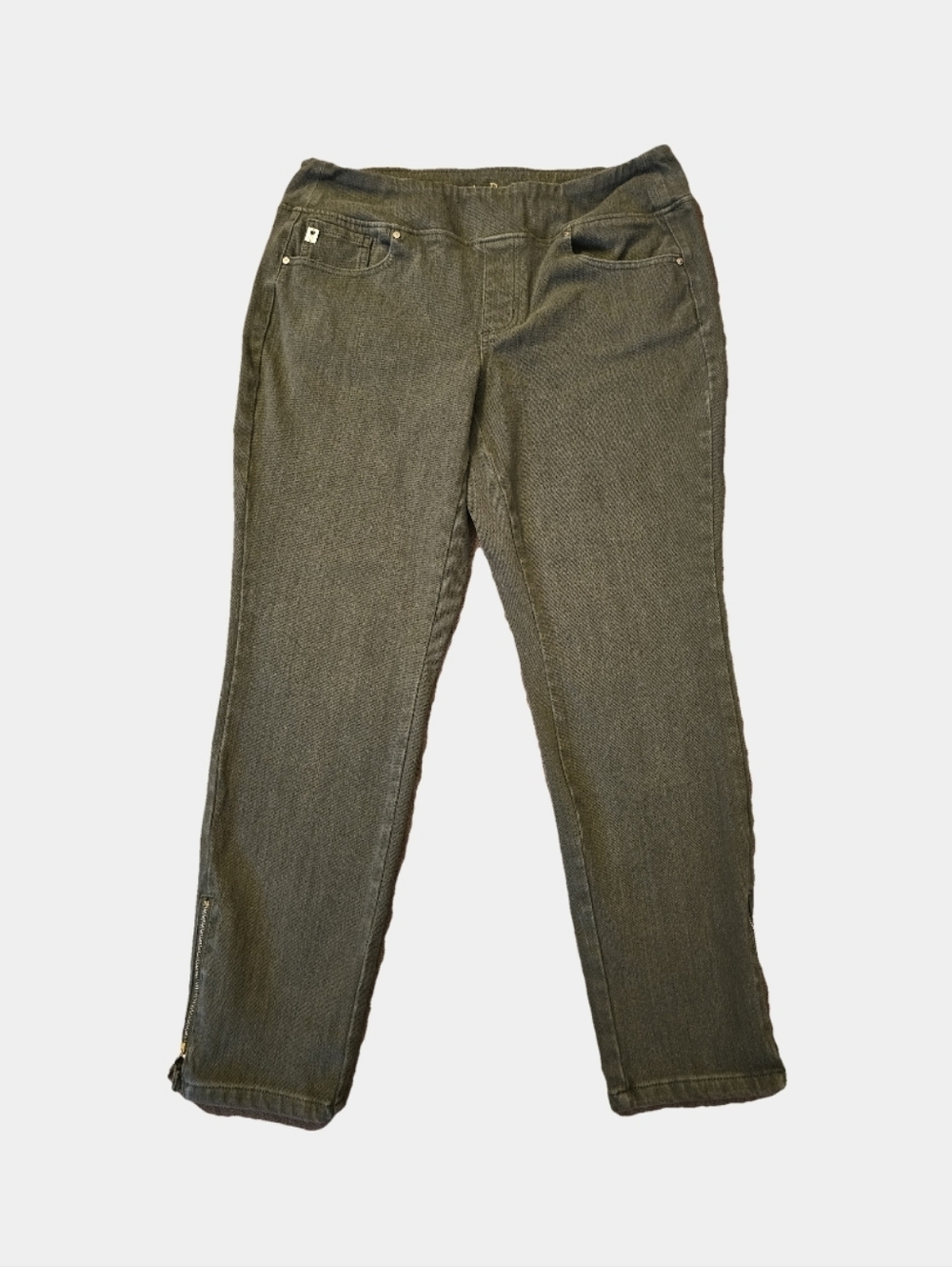 Belle By Kim Gravel Pull-On High Waist Olive Green Skinny Fit Jeggings Size 16